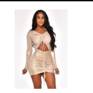 Struck Gold Mini Dress - Medium